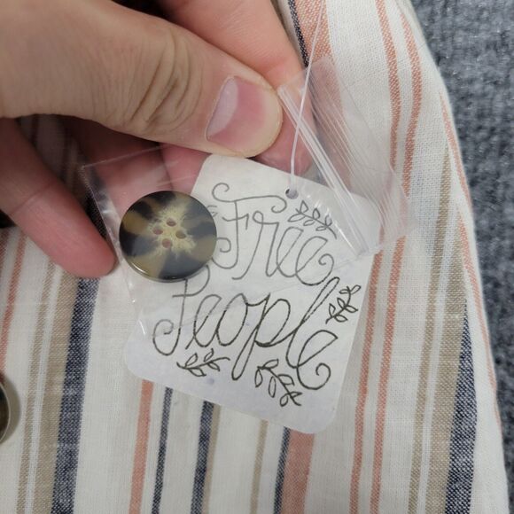 NWT FREE PEOPLE OB780502 Stripes on Sunday Linen Lined Button Up Skirt SIZE 6 - Picture 5 of 16